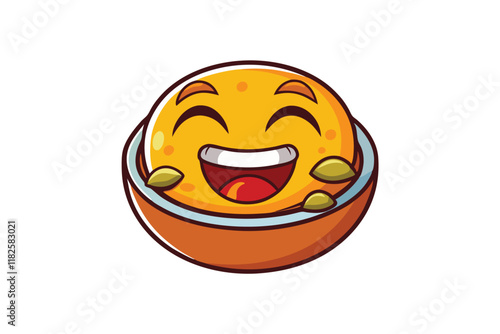 Cute and funny emoji illustration featuring a love for food, perfect for projects related to humor, dining, or cheerful emotions