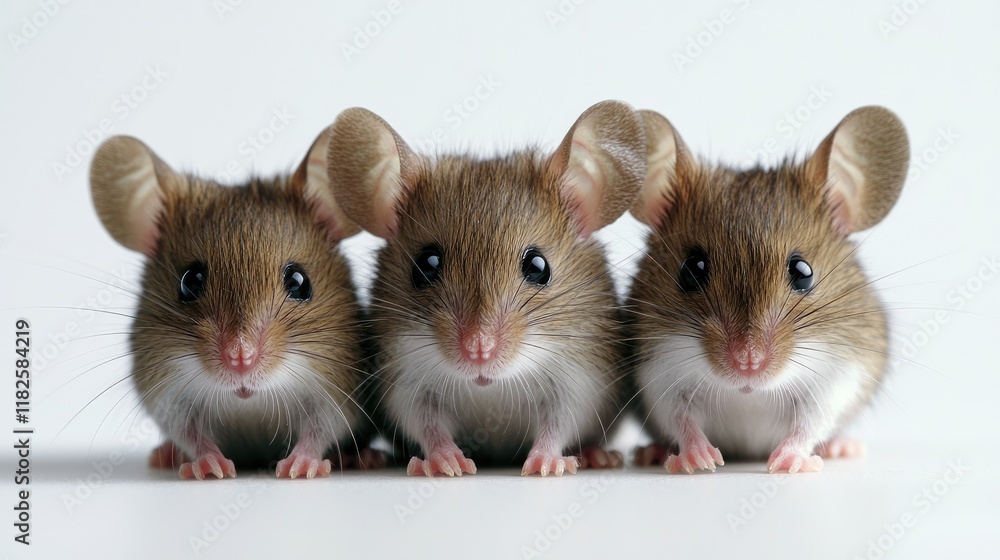 Three cute mice posing together on a white surface animal photography studio setting close-up view adorable creatures Three cute mice posing together on a white surface animal photography studio setting close-up view adorable creatures