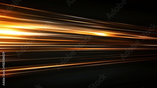 Abstract light trails with golden streaks in motion