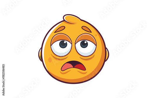 Illustration of a tired emoji with a fatigued expression and droopy eyes, symbolizing exhaustion and sleepiness