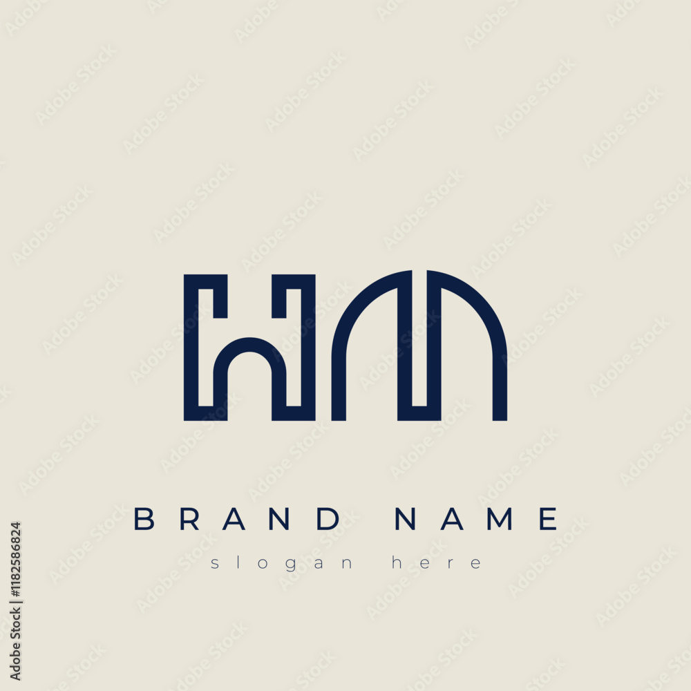 Fototapeta premium H and M logo design. HM abstract Letters Logo Monogram. This logo design is the process of creating a visual symbol that represents a brand, company, or individual.