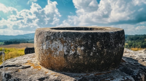 Ancient Stone Basin in Historical Landscape photo