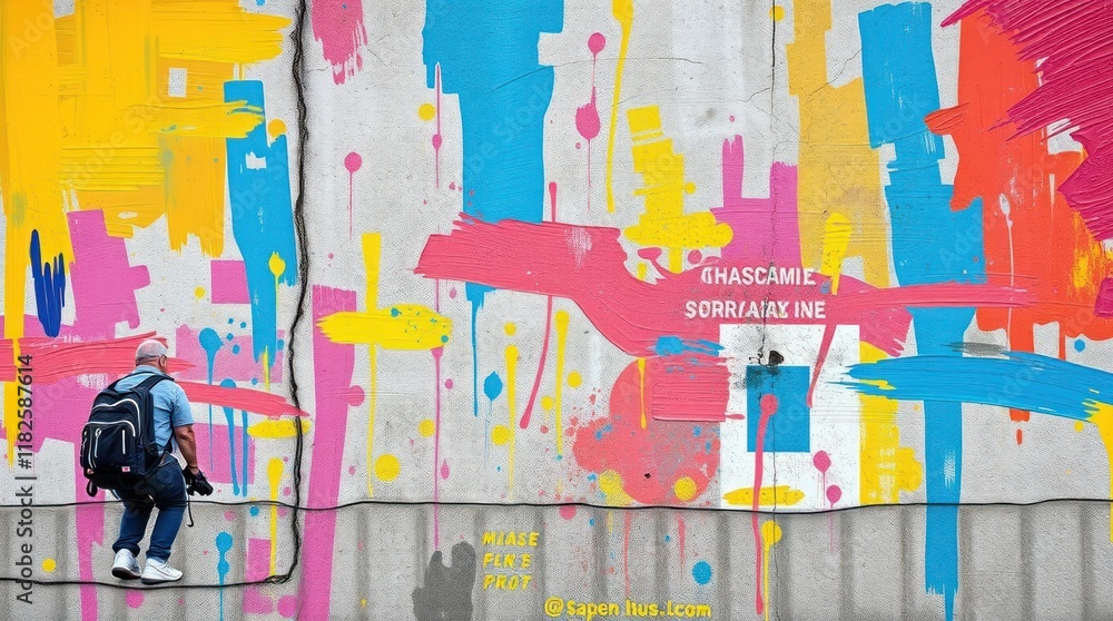 Fototapeta premium bold acrylic painting of a painted concrete wall featuring