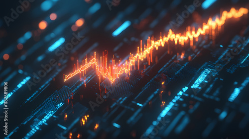 Wallpaper Mural Glowing arrow, volatility index chart on business chart. Velvetlight. Illustration Torontodigital.ca