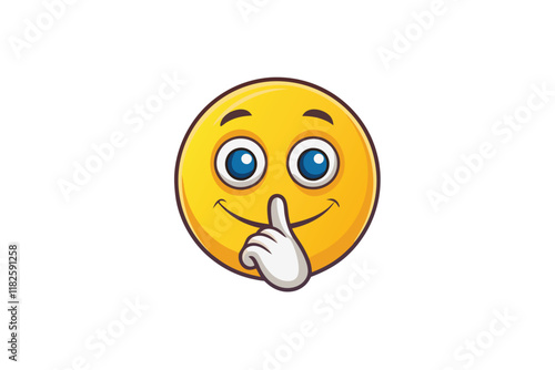Expressive shushing emoji with a cheerful face and hand gesture, illustrating the concept of being quiet, secret, or playful