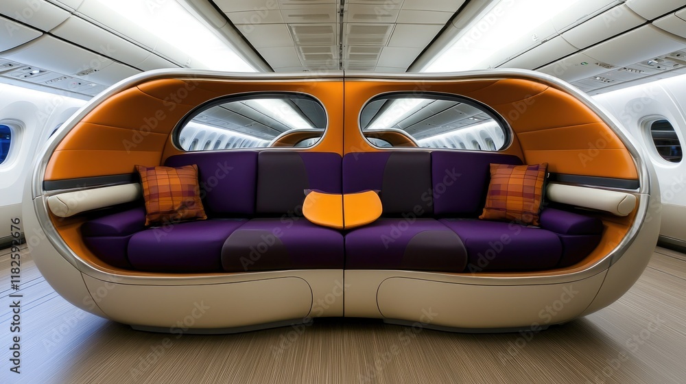 Fototapeta premium Innovative seating design futuristic train interior conceptual art modern environment elevated perspective