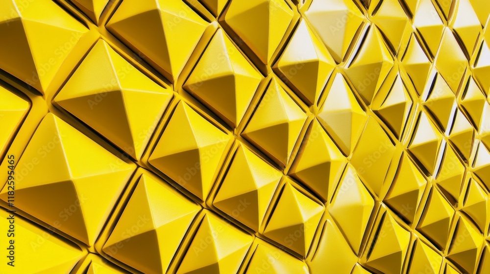 A Striking Yellow Building Facade with Intricate Geometric Patterns. Modern Architectural Design with Pyramid Shapes. Contemporary Building Exterior Design. A Striking Yellow Building Facade with Intricate Geometric Patterns. Modern Architectural Design with Pyramid Shapes. Contemporary Building Exterior Design.