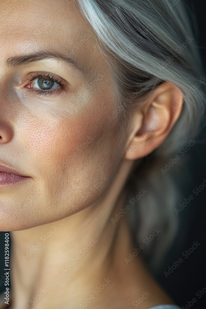 A close-up portrait of an elderly woman with white hair, looking directly at the camera A close-up portrait of an elderly woman with white hair, looking directly at the camera
