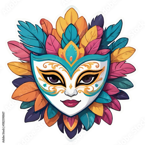 colorful venetian carnival mask vector illustration