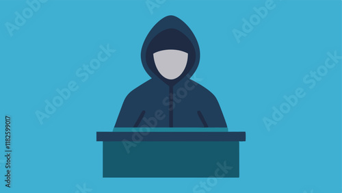 Witness Stand An illustration of a witness stand with a blurred silhouette of a person wearing a hooded jacket emphasizing anonymity while holding a microphone.
