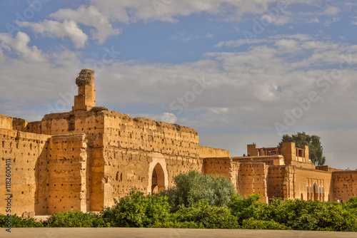 Morocco, Marrakech. View of Badii Palace