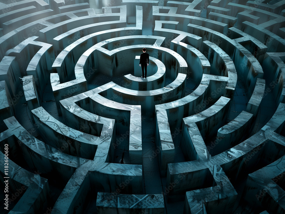 Exploring the intricate twists and turns of a mystical labyrinth under a soft, ethereal light Exploring the intricate twists and turns of a mystical labyrinth under a soft, ethereal light