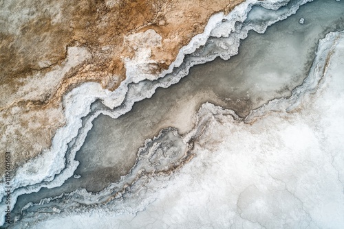 Wallpaper Mural Unique patterns of salt flats create mesmerizing formations in a stunning aerial view at sunset Torontodigital.ca