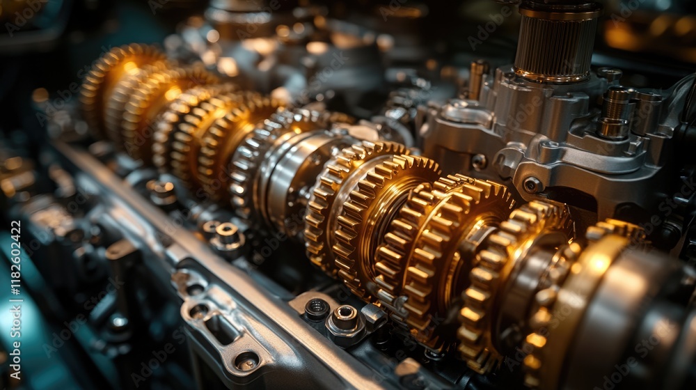 A detailed view of machine gears and mechanisms A detailed view of machine gears and mechanisms