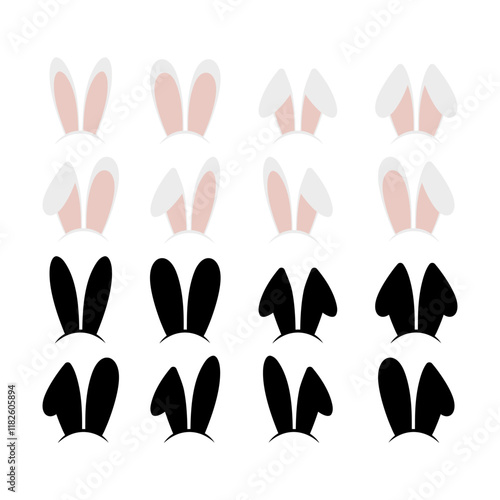 Rabbit ear hat icons set.Rabbit ear hat icon collection.Flat  style.Vector illustration.