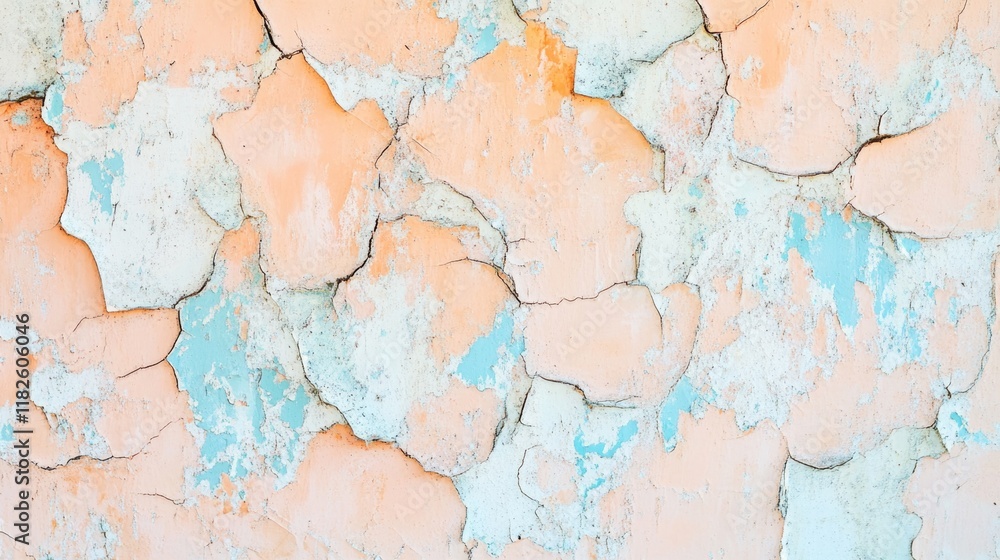 Obraz premium Close-up shot of a wall with peeling paint, ideal for use in interior design or architecture contexts