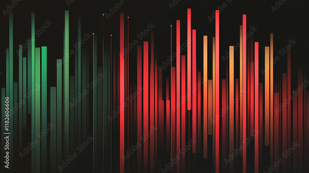Fototapeta premium A bar chart illustrating significant price volatility in a short period, with alternating red and green bars. Velvetlight. Illustration