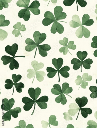 Green clover leaf pattern on light background: luck and nature design