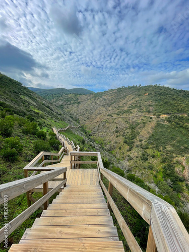 Stunning Views Along Barranco do Demo Trail, Algarve, Portugal, Vertical Portrait with Copyspace photo