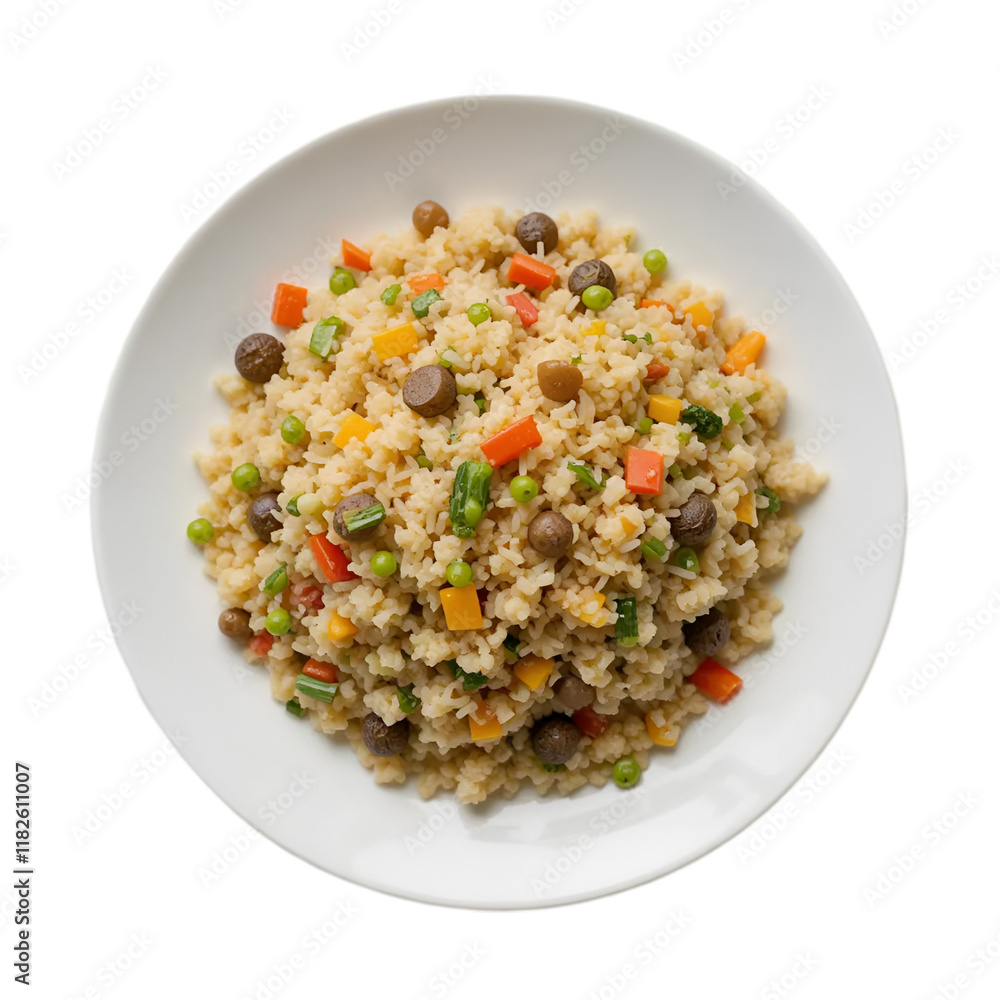 plate of rice and vegetables isolated without background plate of rice and vegetables isolated without background