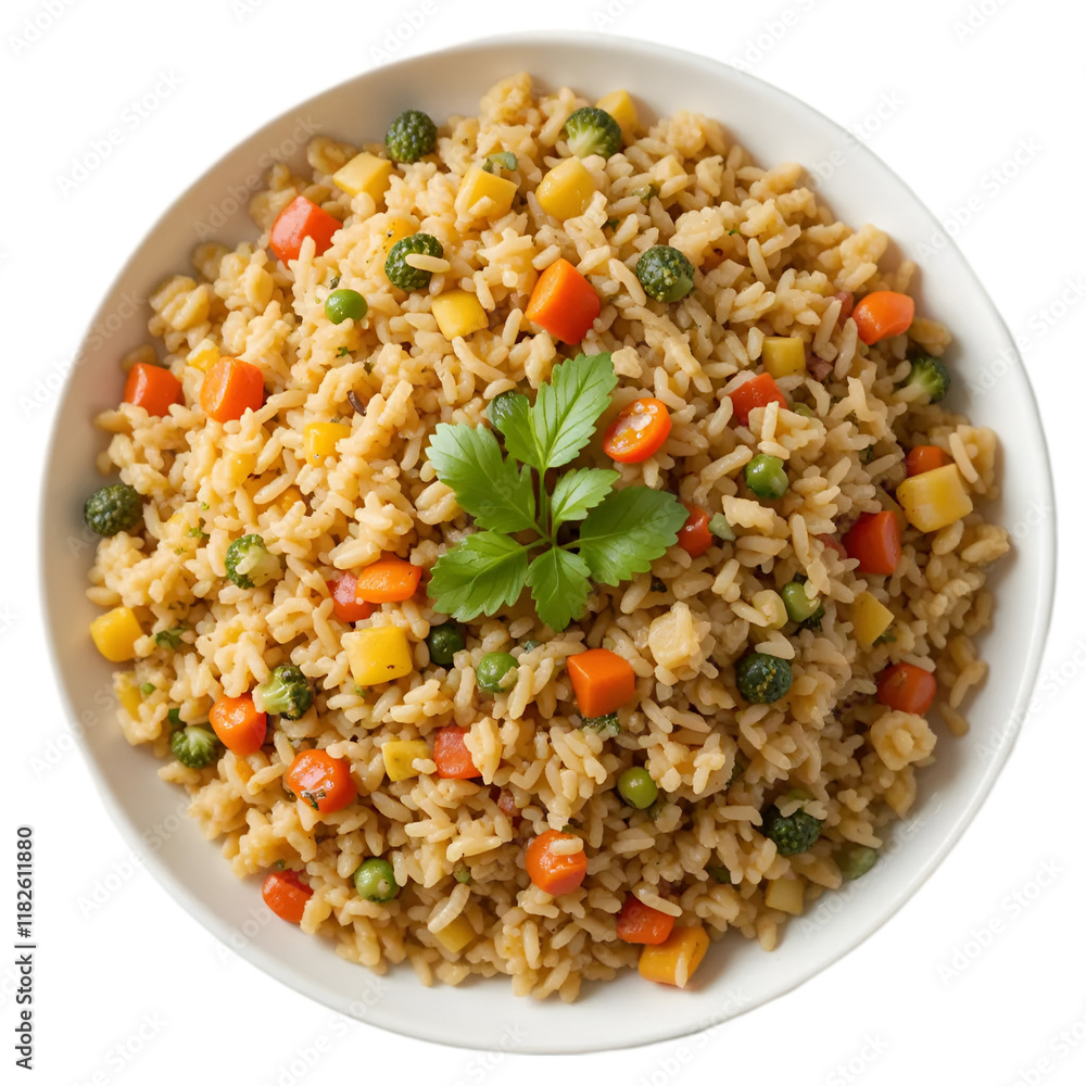 plate of rice and vegetables isolated without background plate of rice and vegetables isolated without background