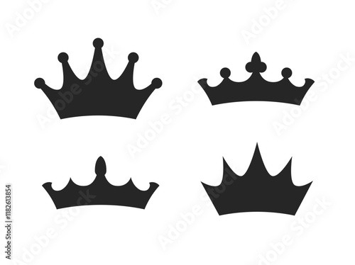 Crown icon set. Crown silhouette collection