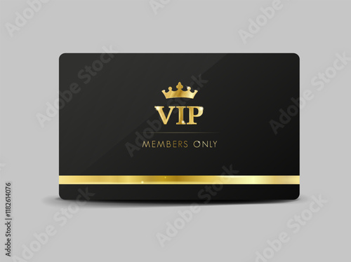 Premium golden VIP Card with elegant vip card template. Modern business card for members only. Luxury design.