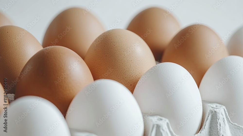 Fresh brown white eggs on white background Fresh brown white eggs on white background