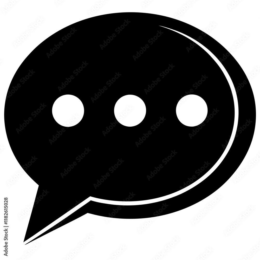 Bold Speech Bubble with Three Dots Vector Icon for Messaging Platforms Bold Speech Bubble with Three Dots Vector Icon for Messaging Platforms