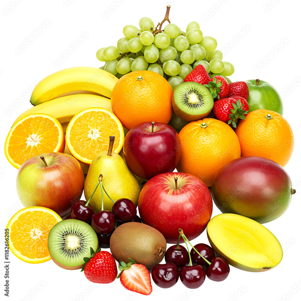 Photorealistic Tropical Fruit Basket with Lush Produce on Transparent Background
Photorealistic Tropical Fruit Basket with Lush Produce on Transparent Background