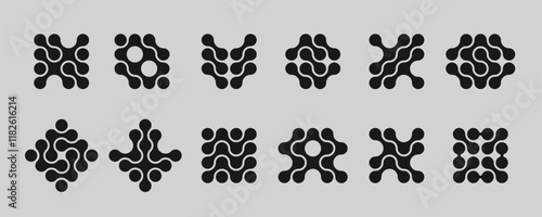 Modern geometric shapes with connected circles. 