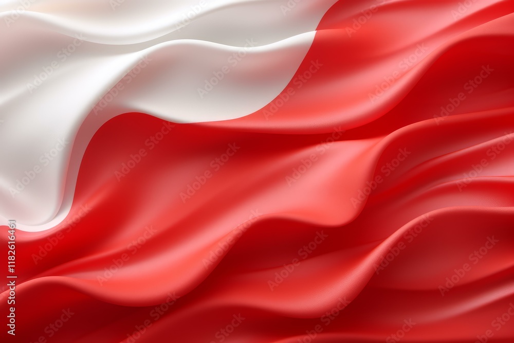 Obraz premium Flag of poland flowing in the wind, polish national symbol waving