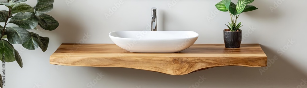 Handcrafted floating vanity with reclaimed wood, showcasing sustainability and artisan craftsmanship Handcrafted floating vanity with reclaimed wood, showcasing sustainability and artisan craftsmanship
