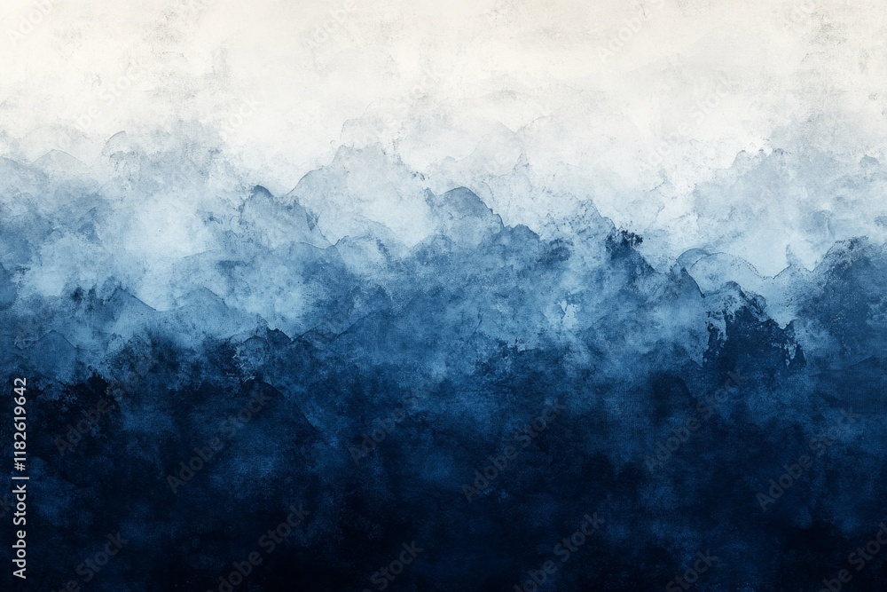 Obraz premium Deep blue watercolor painting fading to white, creating a beautiful abstract gradient