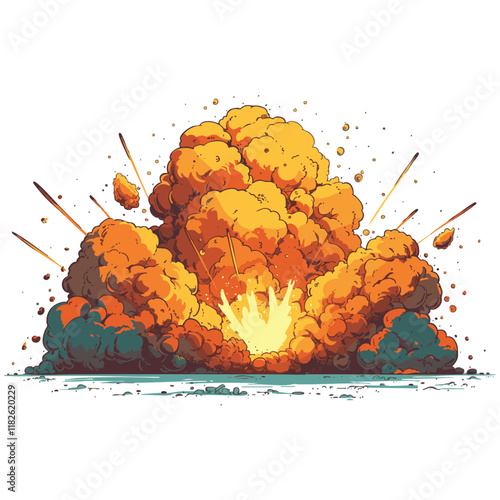 cartoon vector fire explosion on white background