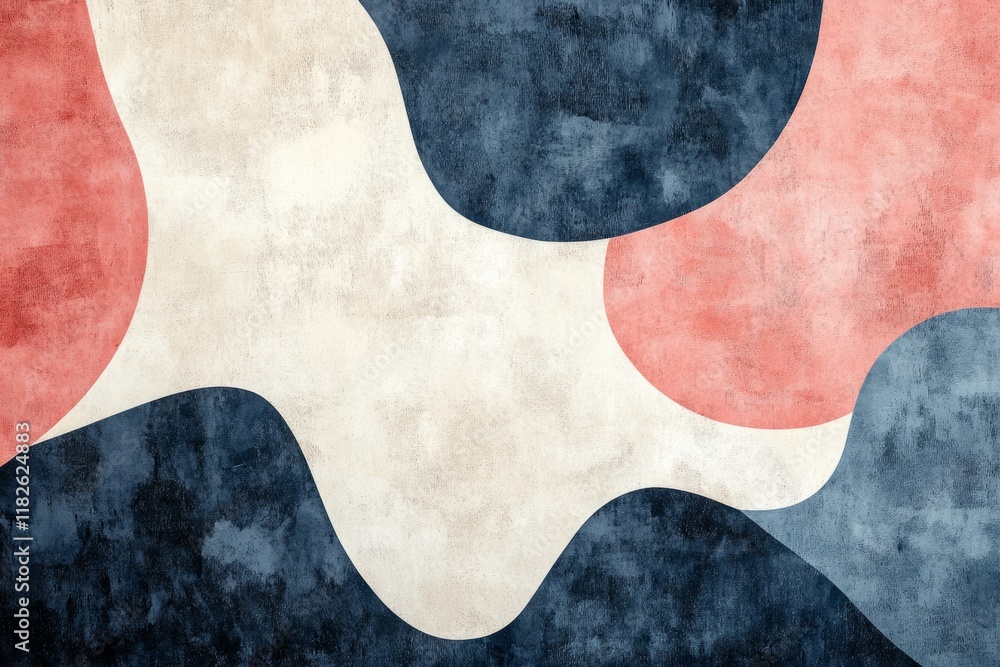 Modern abstract background with overlapping wavy shapes in pink, beige, and blue, creating a visually appealing design with a grunge texture Modern abstract background with overlapping wavy shapes in pink, beige, and blue, creating a visually appealing design with a grunge texture