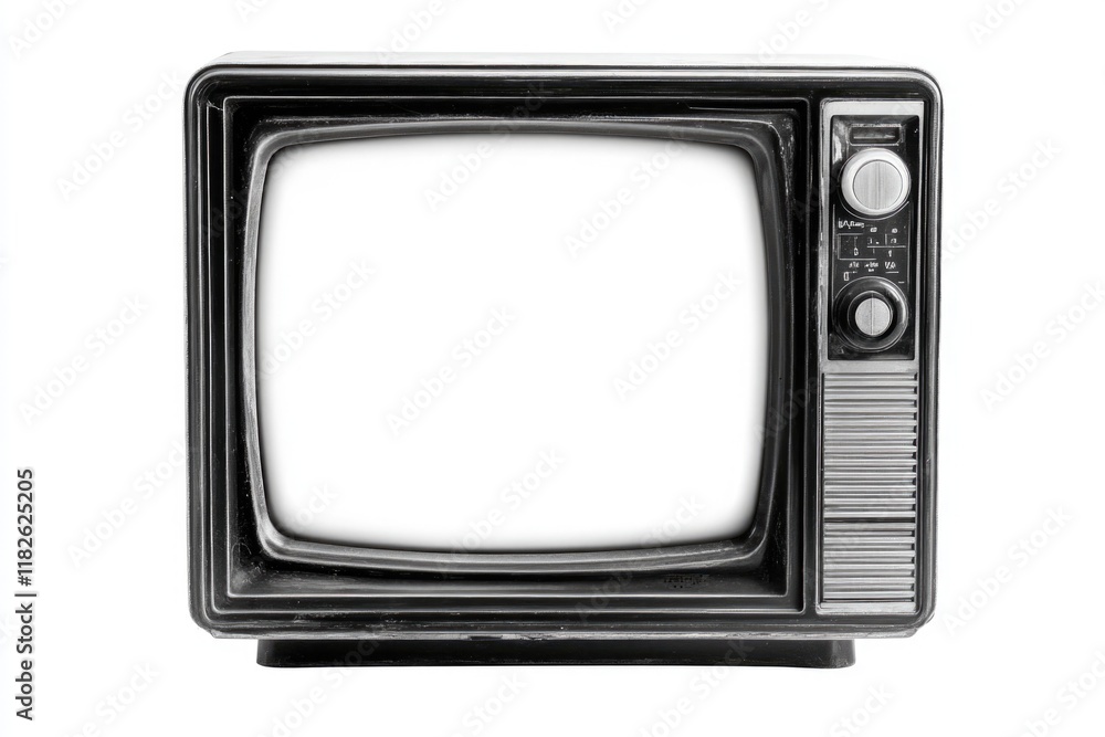 Black and white photo of an old television with scratches and wear Black and white photo of an old television with scratches and wear