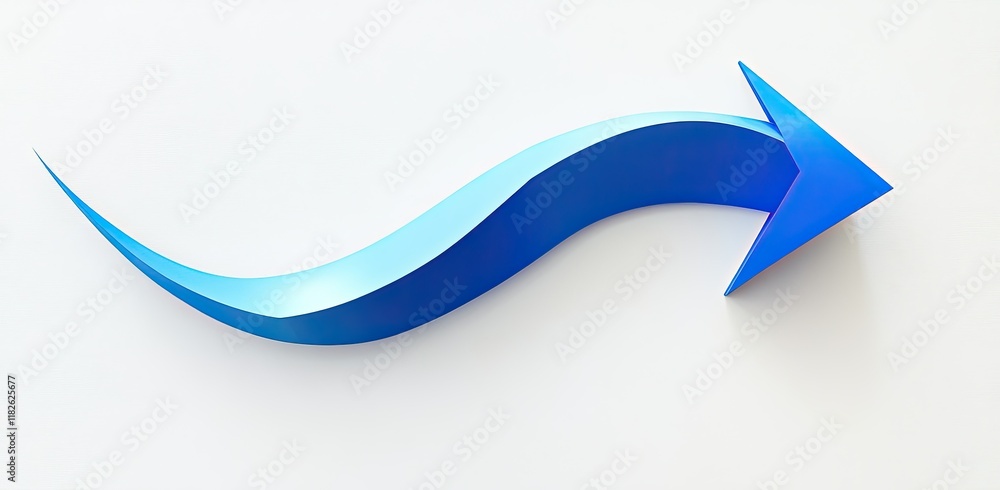 3D blue arrow pointing upwards on a white background 3D blue arrow pointing upwards on a white background