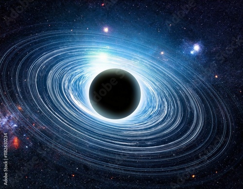 majestic black hole surrounded by bright stars and cosmic dust in deep space