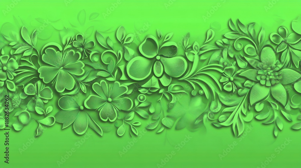 Fototapeta premium Stunning Green Floral Embossing Design