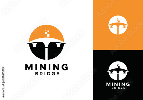 abstract mining with bridge logo design vector concept