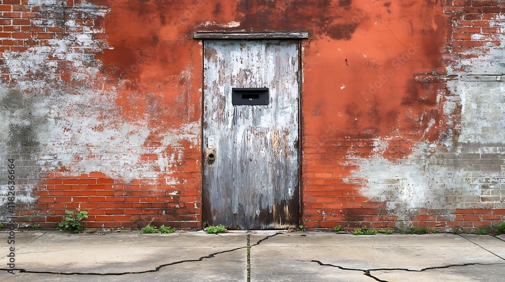 Tall Brick Wall in Heat with Weathered Texture Tall Brick Wall in Heat with Weathered Texture