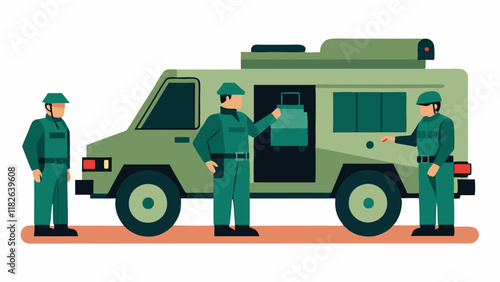 Vehicle Preparation Officers checking the interior and exterior of a tactical vehicle ensuring all equipment is in place and ready for deployment.