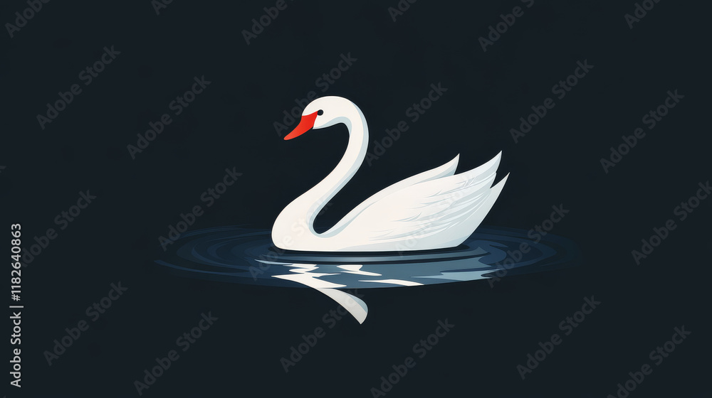 Vector logo Swan. Brand logo in the form of a Swan in the water. Vector logo Swan. Brand logo in the form of a Swan in the water.
