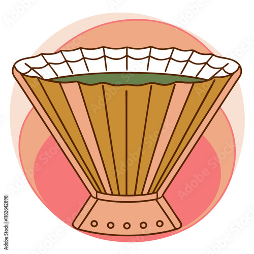 Artistic illustration of a coffee dripper with filter 
