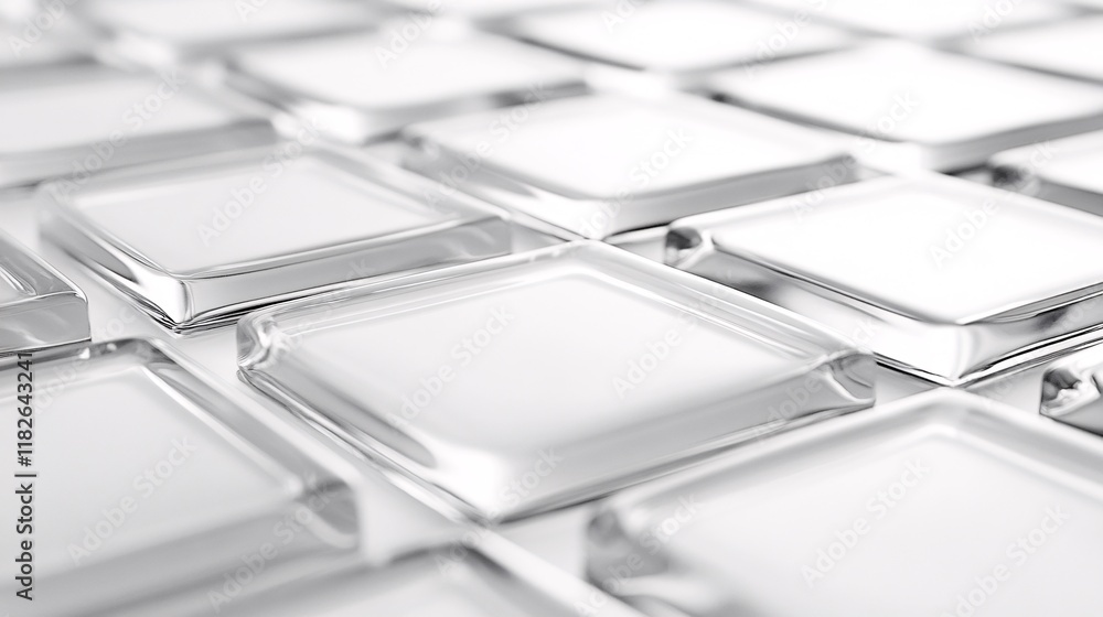 Rounded Glass Tiles in Minimalist Design Against White Background Rounded Glass Tiles in Minimalist Design Against White Background