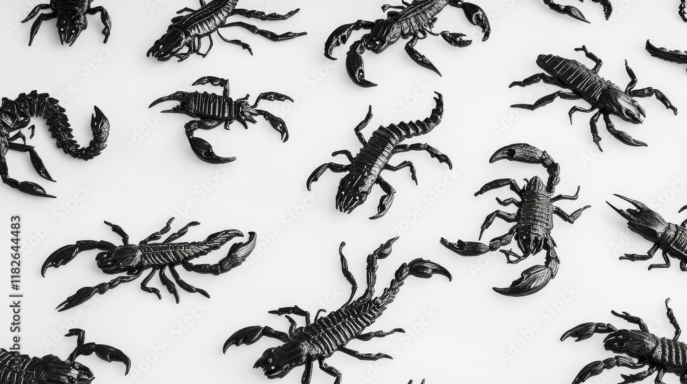 Vector seamless background of contours Scorpions on a white background. Pattern of randomly distributed Scorpions. Vector seamless background of contours Scorpions on a white background. Pattern of randomly distributed Scorpions.
