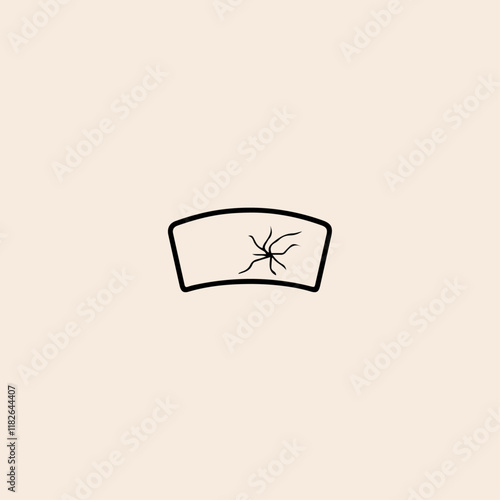 Broken windshield icon flat vector design.