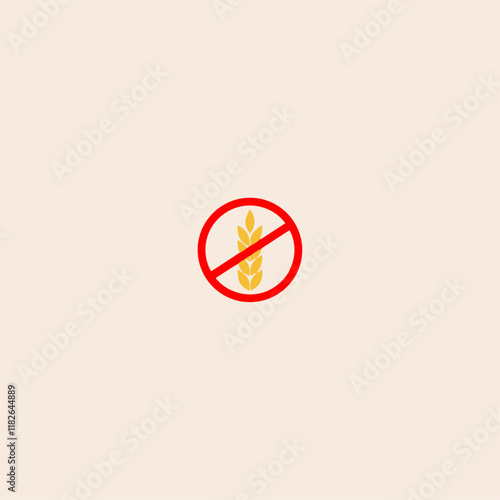 Free Download No wheat sign , Gluten Free Symbols With Banned Wheat icon flat vector design. - GFXLoad