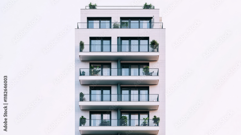 3d rendering of modern multi-storey residential building isolated on white 3d rendering of modern multi-storey residential building isolated on white